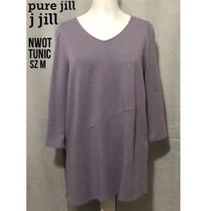 NWOT-pure jill by j jill Tunic Top with 3/4 Sleeves-Sz M-Lilac-Cotton